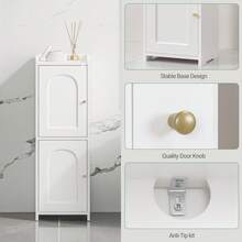 HEXCELEN Bathroom Cabinet, Bathroom Cabinet With 2 Doors And Adjustable Shelf, Slim Toilet Paper Cabinet, Bathroom Organizer For Small Spaces, White - trắng - Xem 4