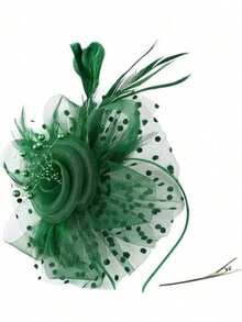 Fascinators Hat Flower Mesh Ribbons Feathers On A Headband And A Clip Tea Party Headwear For Girls And Women
