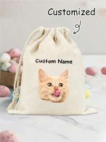 1 Stück personalisierte Katzen-Foto-Kosmetiktasche, süßes Katzen-Thema Geschenk, kleine Haustierliebhaber Reise-Kosmetiktasche, Reißverschlusstasche, geeignet für Teenager, Töchter, Schwestern, lustige Haustier-Zubehör Geburtstags-Weihnachts-Deko Kosmetik-Aufbewahrungstasche, Mini-Kosmetiktasche, Reise-Kosmetikkoffer, personalisierte Kulturtasche, leicht & bequem - Beige - Übersicht 6