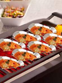 5pcs/10pcs Oyster Dish Holder Kitchen Utensil, Cookware Holder, Sauce Dish Tray, Oyster Baking Mould - Silver - View 8