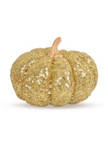 1 件感恩节南瓜套装软填充人造秋季南瓜装饰收获闪亮南瓜适用于农舍秋季万圣节秋季感恩节收获家居装饰、万圣节装饰万圣节装饰秋季装饰房间装饰、假植物 - 感恩160扁瓜-金 - 查看 1