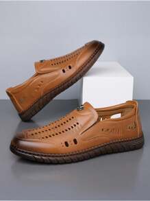 Zapatos casuales de slip-on para hombres, para verano, con empeine de malla transpirable, suela antideslizante y amortiguadora de impactos, abertura lateral elástica para facilitar el uso, adecuado para el uso diario y actividades al aire libre