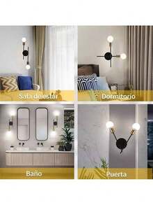 Lámpara De Techo Moderna Lámpara De Pared Decorativas Araña Moderna Lámpara De Techo Lámpara De Pared Para Baño Estructura Negro - Multicolor - Ver 7
