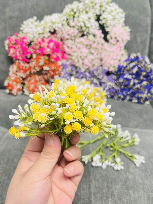 Colorful Mini Artificial Flower Bouquets, Baby's Breath, Dollhouse Miniatures, DIY Hair/Brooch/Corsage Accessories, Micro Landscape Decor, Tabletop Potted Ornaments