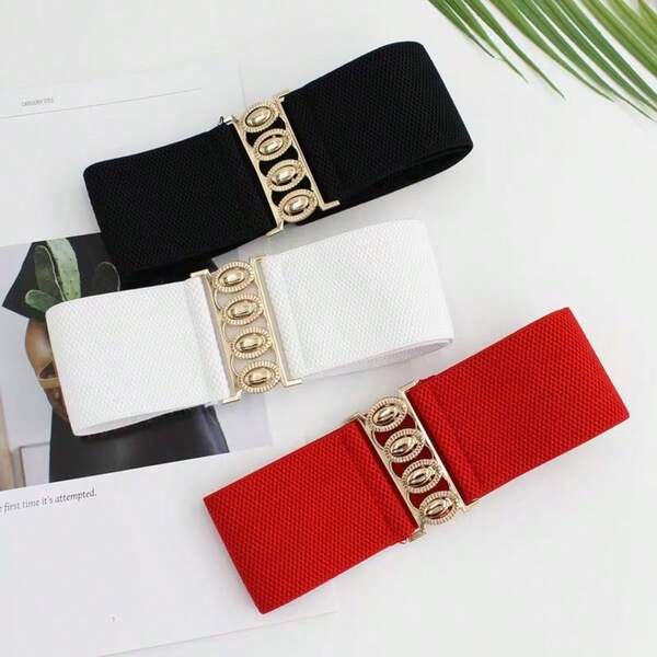 Elastic Waist Belt For Women, European And American Fashion Personalized, Matching Dresses And Coats, Black, Chic
