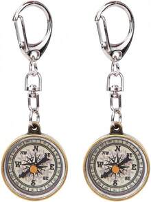 Hapivida Brújula de Llavero, 2 Piezas Llavero de Aleación de Zinc Equipo de Brújula de Bolsillo Brújula de Supervivencia de Metal Llavero de Brújula Vintage O Herramientas de Navegación al Aire Libre - 1 - Ver 2