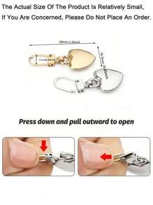 20/15/10/5/3/1 Heart-Shaped Zipper, Quick Installation Zipper Assistant, Detachable Zipper Head, Detachable Zipper Handle For Handbags, Jackets, Jackets, Suitcases - Simple Spare Metal Accessories, Small Gifts, Gifts For Her, Valentine's Day