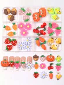 36 Pieces Of Resin Fruit Mixed-Style Nail Art Accessories, Multi-Color Mixed-Style Versatile And Simple DIY Artistic Decorative Nail Hangers, DIY Wearables Nail Material Package