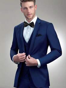 1pc Men Solid Color Bow Tie, Double-Layered Polyester Tie For Groom, Groomsman, Waiter, Bowknot Men Necktie