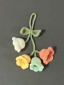 1 件铃兰吊坠钩针钩针车镜吊坠钩针花汽车零件汽车吊坠钥匙扣包吊坠纱线完成白色（包括 4 朵小花），女士汽车零件，我的订单，汽车内饰件粉色汽车零件 - 彩色 - 查看 12