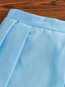 3pcs Baby Girl Girls Elegant Outfit Set - Bowknot Cover Up, Camisole Top, And Pleated Mini Skirt - Blue - View 8