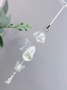 1 件全新樱花鱼尾全息彩虹风铃饰品，少女清新包包/手机装饰，礼物