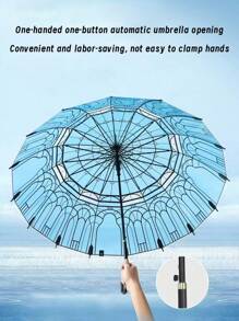 1 pièce Parapluie dôme en cristal romantique, 16 baleines, parapluie dôme bleu rétro, résistant au vent et à la pluie, accessoire photo, parapluie épais transparent, parapluie de pluie beau et créatif, parapluie ménager, grande taille, convient pour les jours de pluie, la photographie en extérieur et comme petit cadeau pour les amis