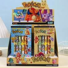 pokemon 6Pcs New Pokémon Pikachu Ballpoint Pen And Sub Mother Eraser Students Less Crumbs Clean And Do Not Leave Marks Cute Pikachu Student Gift A Variety Of Cartoon Patterns Stationery Student Back To School