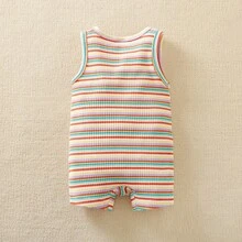 Conjunto de 3 piezas para recién nacido niño – Peleles sin mangas de verano con rayas arcoíris - Multicolor - Ver 3