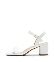 Women Wide Fit Summer Sandals Comfortable Open Toe Chunky Low Heeled Sandals With Adjustable Ankle Strap - 白色 - 查看 2