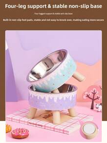 1pc/2pcs/3pcs Stainless Steel Elevated Pet Bowls With Sturdy Stand, Anti-Slip & Anti-Spill, Large Capacity For Cat And Dog Food And Water