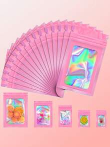 100 个透明窗口珠宝袋，渐变色珠宝密封袋，可重复使用，防尘防氧化，适用于戒指、耳环、项链、吊坠等珠宝、珠宝配饰整理、家居必需品、节日礼物。 - 彩色 - 查看 3