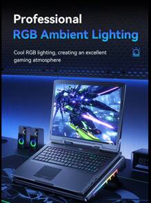 Llano V22 Laptop Cooler USB Charging With RGB Light For 13.3-17.3 Inch Gaming Laptop Laptops 7-Height Adjustable Laptop Cooling Stand Rapid Cooling