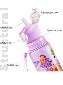 Vaso de agua de 790ml con diseño de Capibara de unicolor 2025, taza de plástico con pajita para niños y niñas, atractiva para uso portátil al aire libre