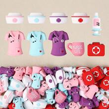 20 件 3D 硅胶护士设计珠，适合制作珠宝珠，可用于 DIY 钥匙扣 - 时尚耐用的护士制服设计，非常适合工艺品和手工礼品 - 彩色 - 查看 1