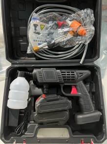 High Pressure Car Wash Water Gun With Quick Connect Nozzle, Stainless Steel Foam Gun, Includes Rechargeable Battery, Red And Black Design, Perfect For Father's Day Or Outdoor Cleaning, High Pressure Washing