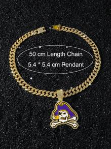 1pc Men's Fully Rhinestone Chain Hip-Hop Style Pirate Pendant Necklace, Boyfriend Gift