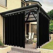 2025Hot-BONZER Waterproof Outdoor Curtains Patio, Premium Thick Privacy Weatherproof Grommet Outside Curtains Porch, Pergola, Cabana, 1 Panel, 54W X 84L Inch, - 黑色 - 查看 1