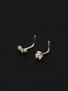 1PC S925 Sterling Silver Personalized Nose Stud L Rod Flower Row Diamond Body Piercing Jewelry Nose Stud, For Girls' Daily Wear For Girls,Girl's Daily Outfit,Wear The Best Gift For Girlfriend, Mother, Sisters