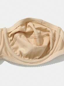 Women Beige Plus Size Unlined Underwire Bra Strapless Backless Invisible Underwear - Beige - View 6