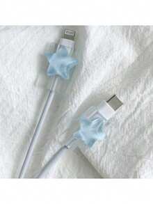 星形/蝴蝶结保护壳 兼容防断数据线 - 無色 - 查看 1