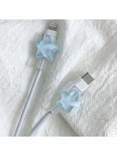 Star/Bowknot Protective Case Compatible With Iphone Anti-Breaking Data Cable