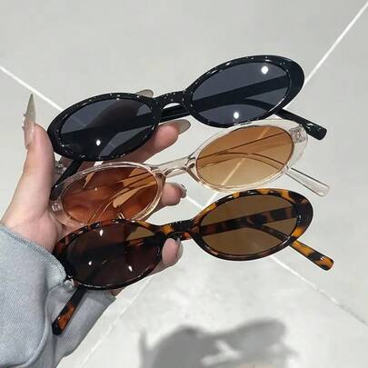 3 件装女士椭圆形个性化活泼经典复古时尚眼镜，适合日常生活、街拍、节日礼物、音乐节、返校配饰、约会服装、节日服装