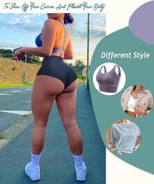 Women's High Waist Yoga Booty Shorts Workout Spandex Dance Hot Pants Butt Lifting Leggings Rave Outfits Customized Christmas New Year - 海軍 - 查看 4