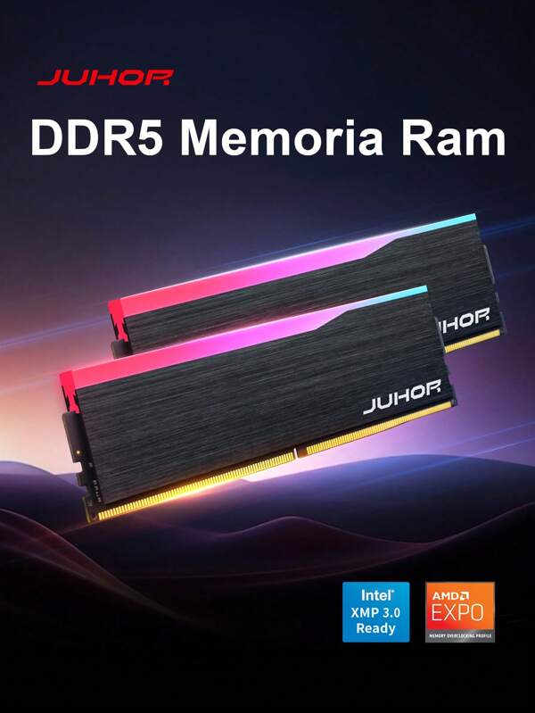 Memoria RAM de escritorio JUHOR DDR5 RGB 16 GB x 2 de 6000 MHz a 6400 MHz