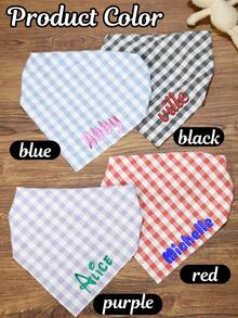 Custom Embroidered Name Pet Head Scarf,Personalized Dog Bandanas And Cat Bandana,Customized Pet Scarf-With Elastic,Customizable Plaid Headscarf,Dog Gifts,Pet Birthday Gifts,The Perfect Gift For Pet Lovers,Vintage,Casual,Unisex,Hipster,Stylish,Cute - Multicolor - View 3