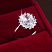 1 pieza Anillo con incrustaciones de zirconia de estilo de lujo