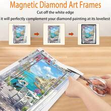 1/6 件钻石艺术画框 12x16 英寸 - 钻石画框 30x40 厘米适合 10x14 英寸（25 * 35 厘米）图片，自粘磁性钻石画框，易于更换，适合墙壁、窗户和门的画框，证书/婚礼照片/艺术画/海报的绝佳选择 - 彩色 - 查看 5