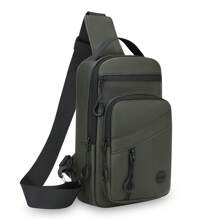 1 bolsa de peito leve para atividades ao ar livre, bolsa de ombro de grande capacidade, bolsa tiracolo versátil e moderna, bolsa mensageiro esportiva masculina, bolsa com zíper múltiplo e vários compartimentos, adequada para motocicleta, ciclismo, deslocamento diário, escola, viagens