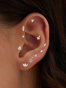 1 paire de boucles d'oreilles en argent sterling S925, cadeau de bijoux pour femmes. Boucles d'oreilles à tige, boucles d'oreilles à vis, boucles d'oreilles pour cartilage, boucles d'oreilles percées plates porte-bonheur, conviennent pour le port quotidien des femmes. Cadeau de bijoux, boucles d'oreilles à tige en argent.
