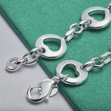 Elegant 1pc 925 Sterling Silver 8 Inches Round Hollow Heart Bracelet For Women Fashion Luxury Gift Christmas Party Charm Jewelry