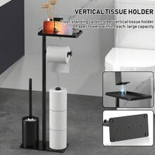 1 pezzo Portarotolo di carta igienica in ferro da appoggio con vassoio di stoccaggio e slot per telefono - montaggio autoadesivo, supporto antitippo per rotoli di carta igienica, accessori per il bagno, organizer per il bagno, di ritorno a scuola