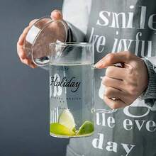 1pc 700ml Minimalist High Temperature Resistant Handled Letter Printed Large Capacity Glass Cup/Beer Mug - Clear - View 11