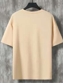 playeras de hombre, Hombres Camiseta cruzado con estampado,informales, simples, de verano, Cuello redondo,poliéster - Albaricoque - Ver 2