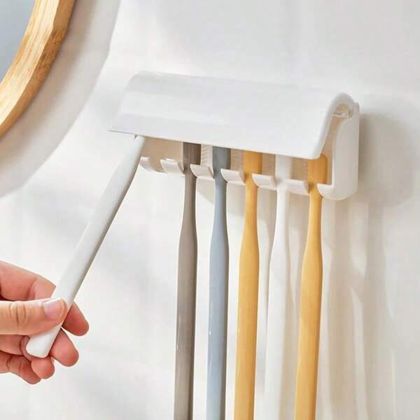 1 pièce Porte-brosse à dents mural, résistant à l'eau et à la rouille, résistant à une forte charge, convient pour le mur et le dos du meuble de salle de bain. De retour à l'école.