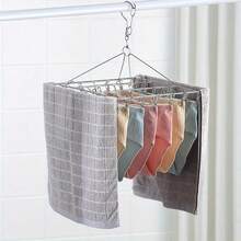 20/40 Clips Stainless Steel Drying Rack - Windproof Hanging Organizer For Socks And Underwear, No Drilling Required, Hanging, Space-Saving Multi-Function Hooks, Suitable For Home And Retail Use, Great For Back To School, Stainless Steel Drying Rack, Dry Socks And Underwear, 2026 New Model, Suitable For Winter, New Year Gift - Silver - View 4