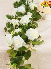 1/2Pcs Silk Rose Vine Wreaths, Artificial Flower Wreaths, Fake Rose Wreaths. Suitable For Spring And Summer Decoration, Mother's Day, Wedding Floral Dining Tables, Cabinet, Desktop, Room Decor, Centerpieces, Restaurant Decor, Home Decor,Table Centerpieces, And Party Decor,Wedding Decor, Living Room Home Decor,And Staircase Decoration.Gift.