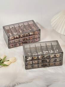 1 Stück transparente 3-lagige 72-Fach Schmuckaufbewahrungsbox für Damen Ohrringe, Ringe, Ketten, Armbänder. Schubladenart 3-lagige 72-Fach abnehmbare Großraum-Nagel- und Nageldekorations-Organizer