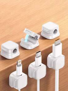 1/6pcs Cable Organizer Holder, Magnetic Desktop Cable Clip Management, Hidden Phone Charger Line Stand For Bedside Table, Kitchen, Office, Multi-Functional PP Desktop And Car Cable Management, No-Drill Adhesive Wire Fastener, Fashionable Electronic Accessory Bundling Management, Suitable For Electronics And Portable Chargers