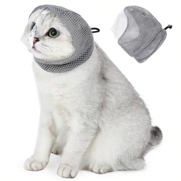 Cat Anti-Bite Mask, Pet Grooming & Care Head Cover To Prevent Licking, Nail Clipping, Bathing, Anti-Chew, Anti-Scratch, Anti-Drug Ingestion